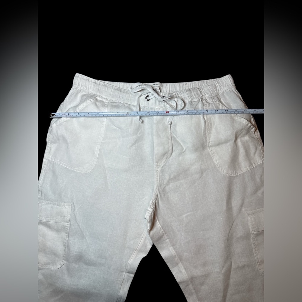 White Nicole Miller 100% Linen Cargo Jogger Pants - Picture 6 of 11